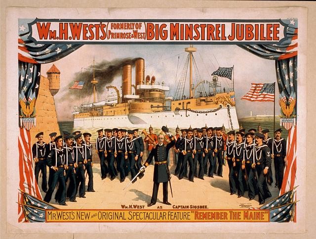 Photo:Wm H West Big Minstrel Jubilee Remember the Maine 1898 Poster