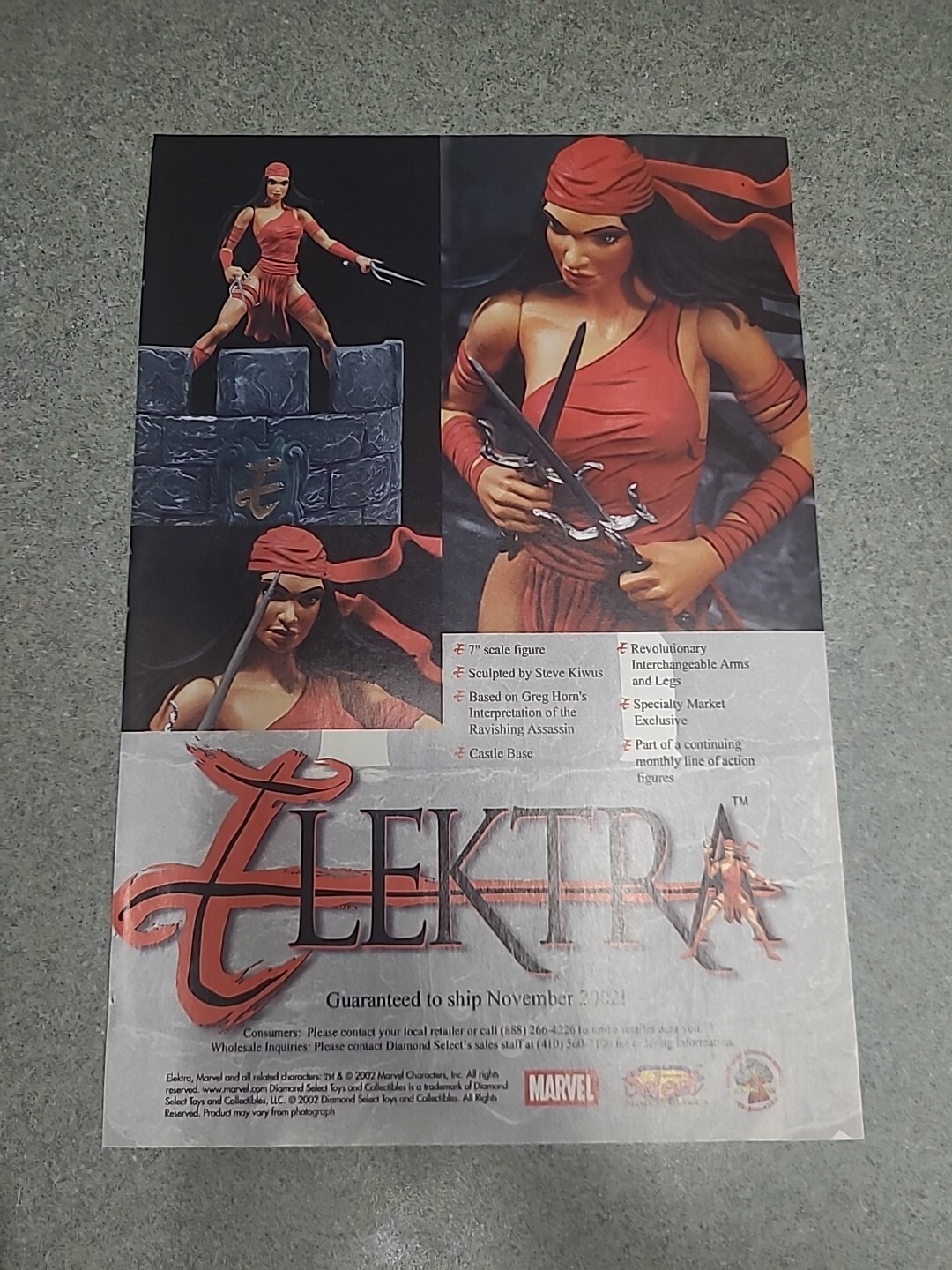 Elektra Marvel Action Figure Print Ad 2002 7x10 