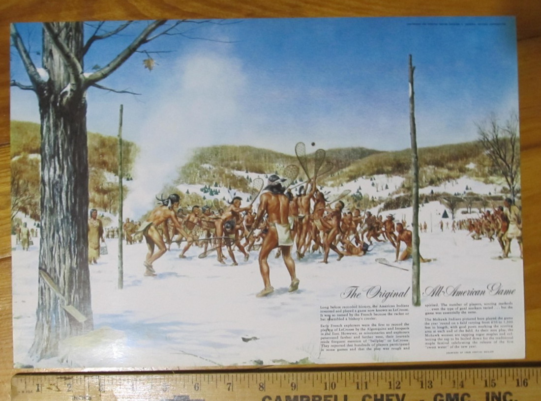 1955 PONTIAC LACROSSE Promo Poster, LAX, Native American Lacrosse sport vintage