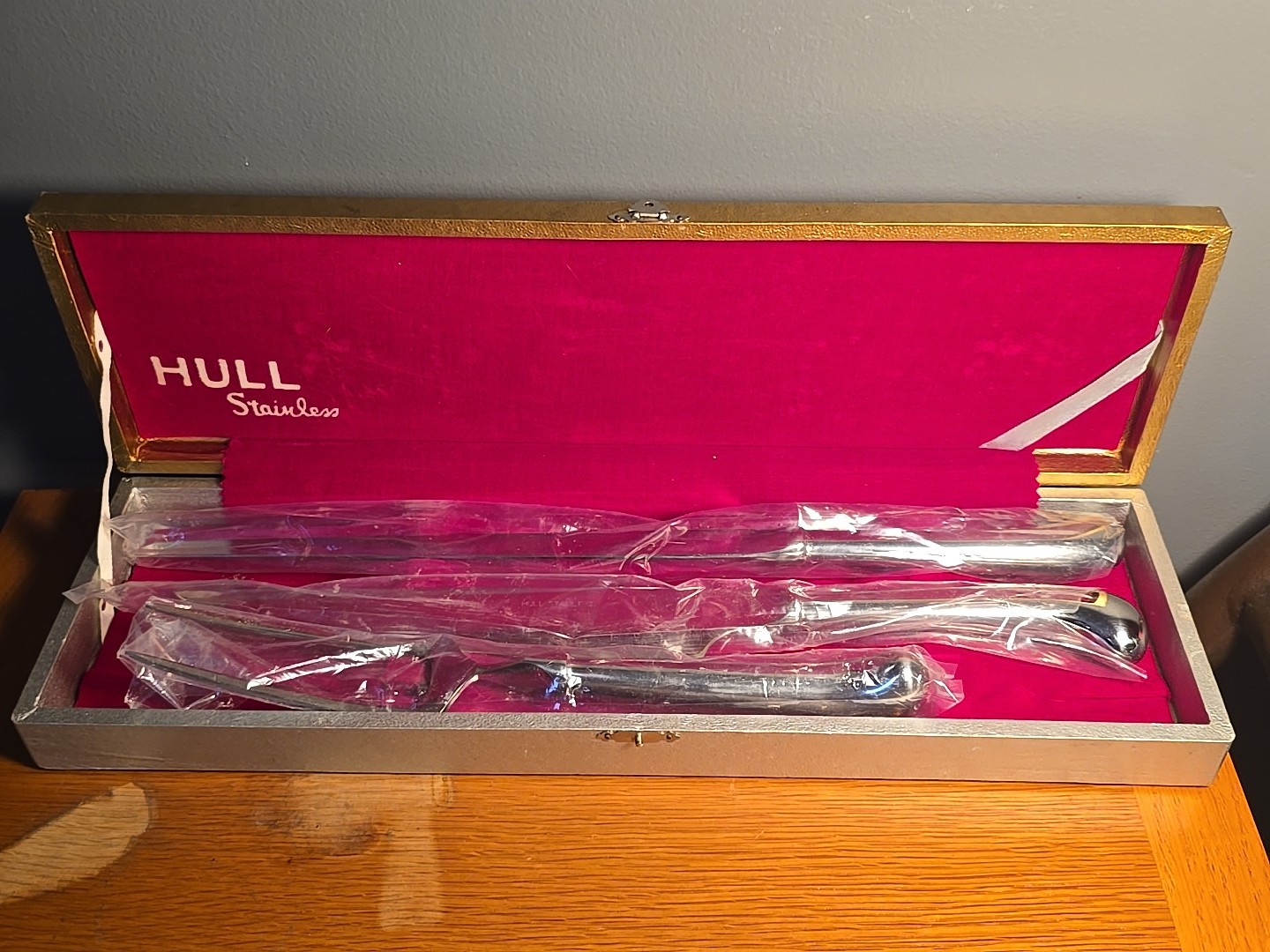 Vintage Hull Stainless Steel Carving Set 3 Pc. Mid Century Modern NOS