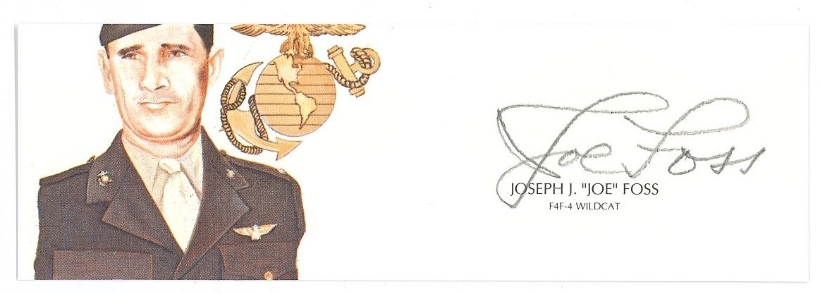 Joe Foss Signed Cut Signature GOE Lithograph 1990 (d) WWII Ace MOH Recipient