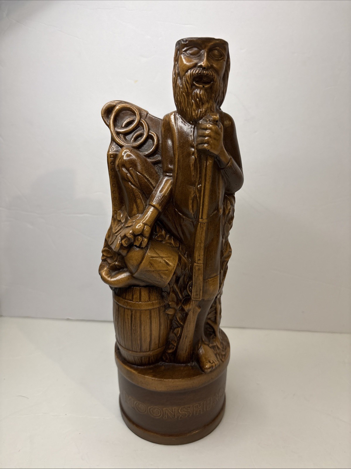 Vintage Carved Wood Moonshine Hillbilly Figurine 12” Tall/Missing Hat/ Folk Art