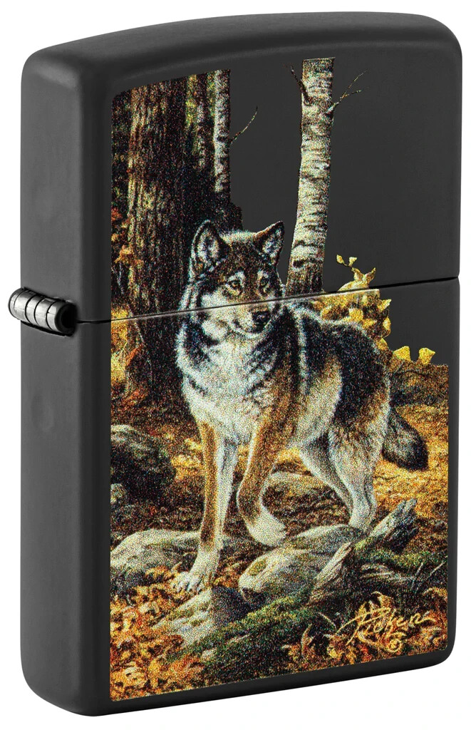 Zippo Linda Picken Wolf Design Black Matte 48970 Zippo Linda Picken Wolf Design Black Matte 48970