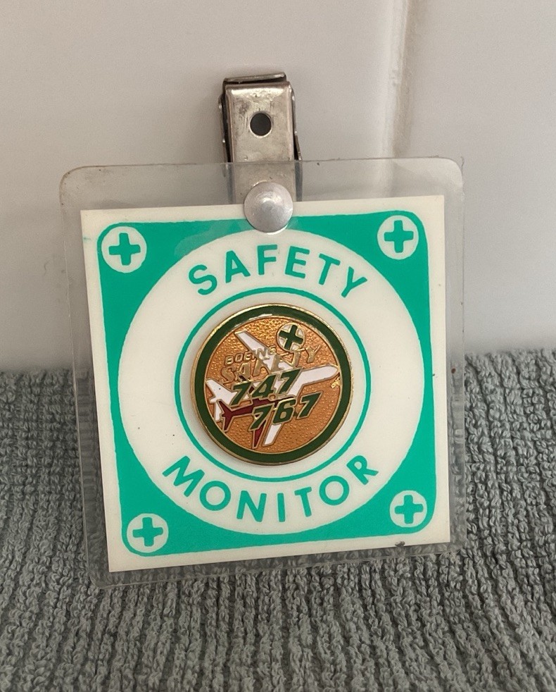Vintage Boeing Safety Moniter Badge For 747 And 767 Aircraft From Factory Plant