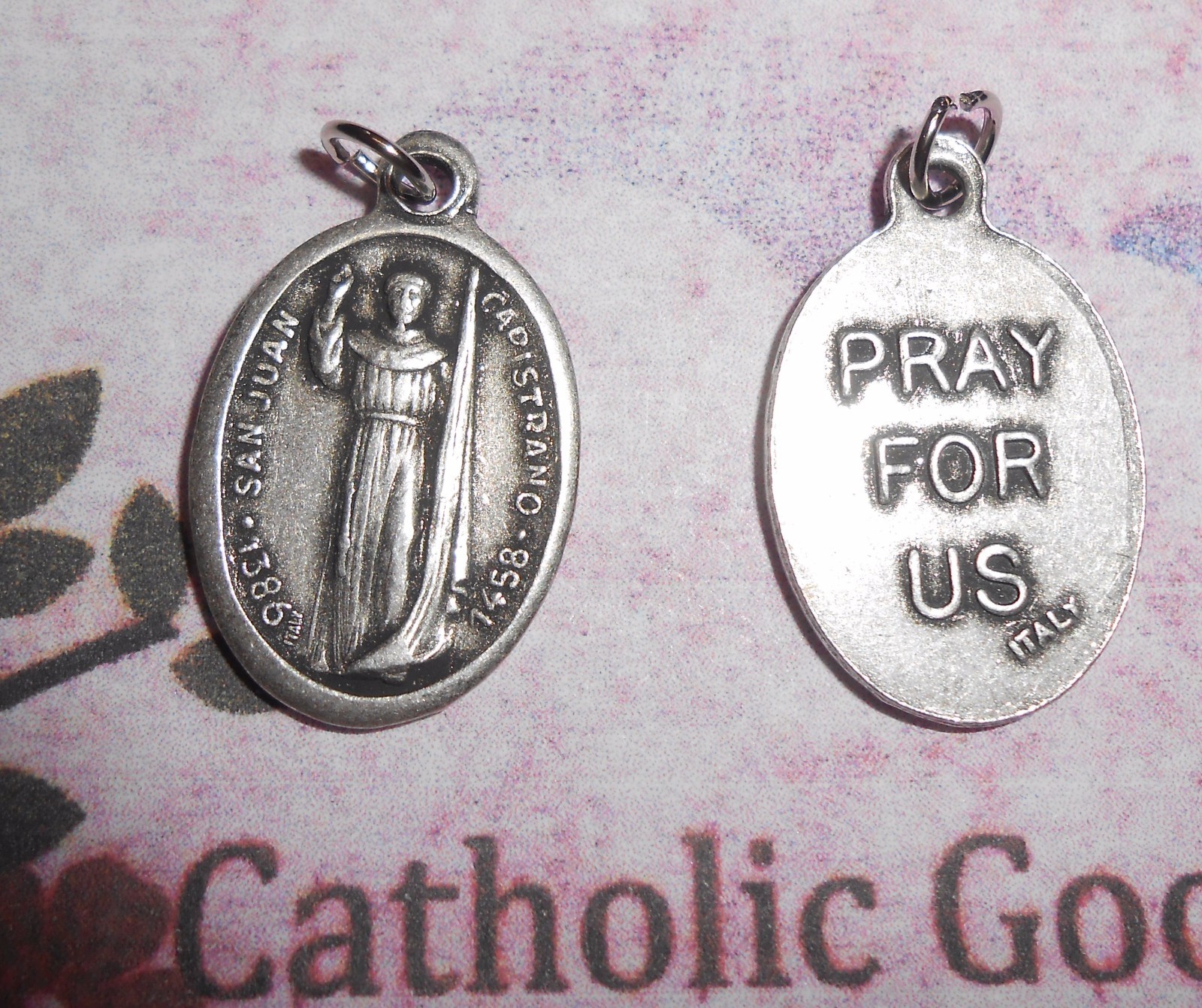 St. Saint (San) Juan (John) Capistrano / Pray for Us Italian Silver OX 1