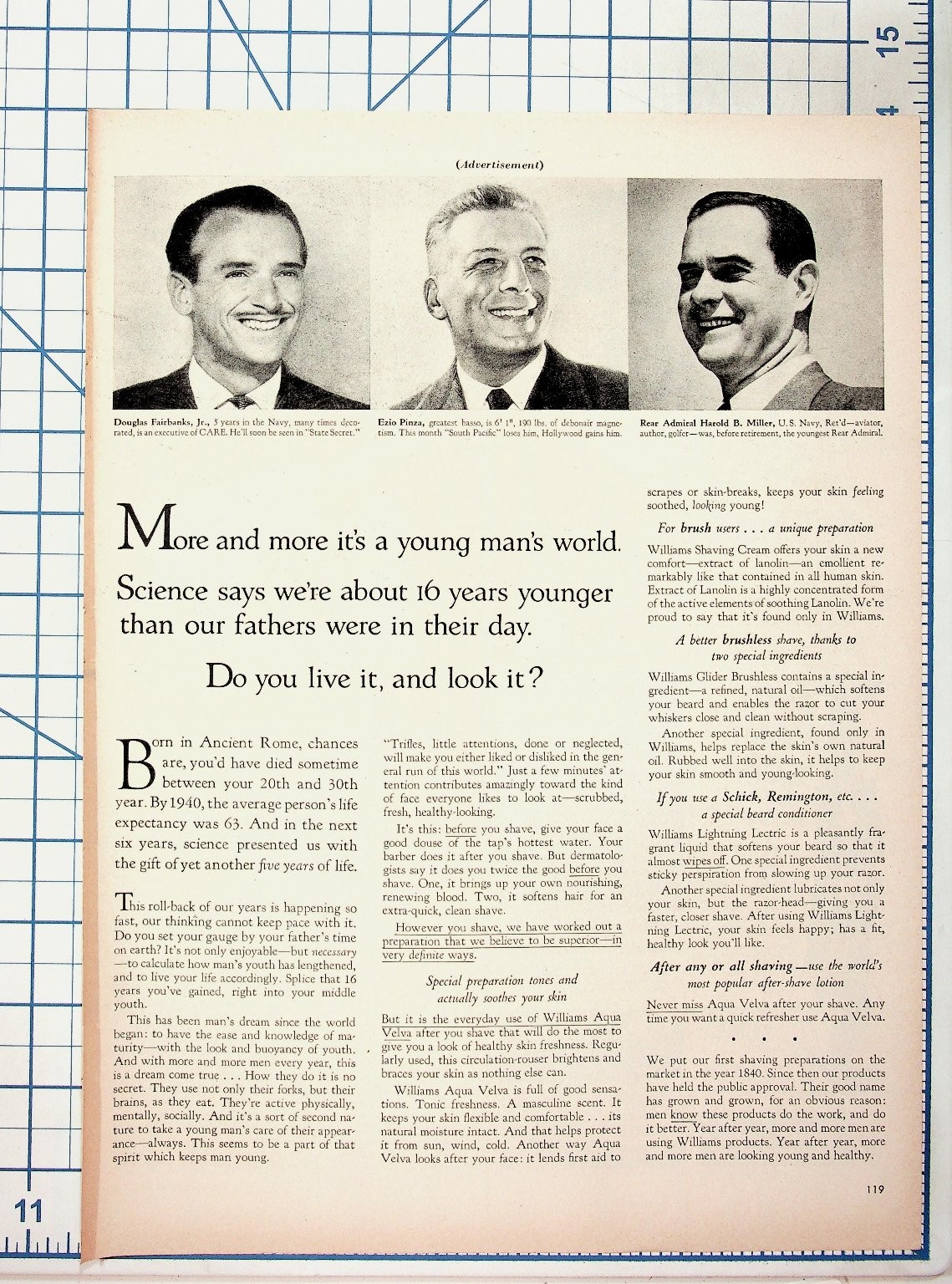 1940s Williams Shaving Cream Ad Douglas Fairbanks Jr Ezio Pinza Rear Admiral 1940s Williams Shaving Cream Ad Douglas Fairbanks Jr Ezio Pinza Rear Admiral