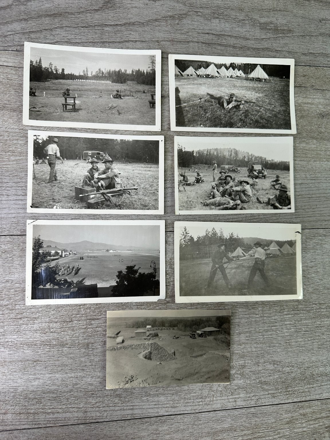 1930s 1940s Military Snapshot Photo Lot 7 Soldiers Camp Training Minot ND