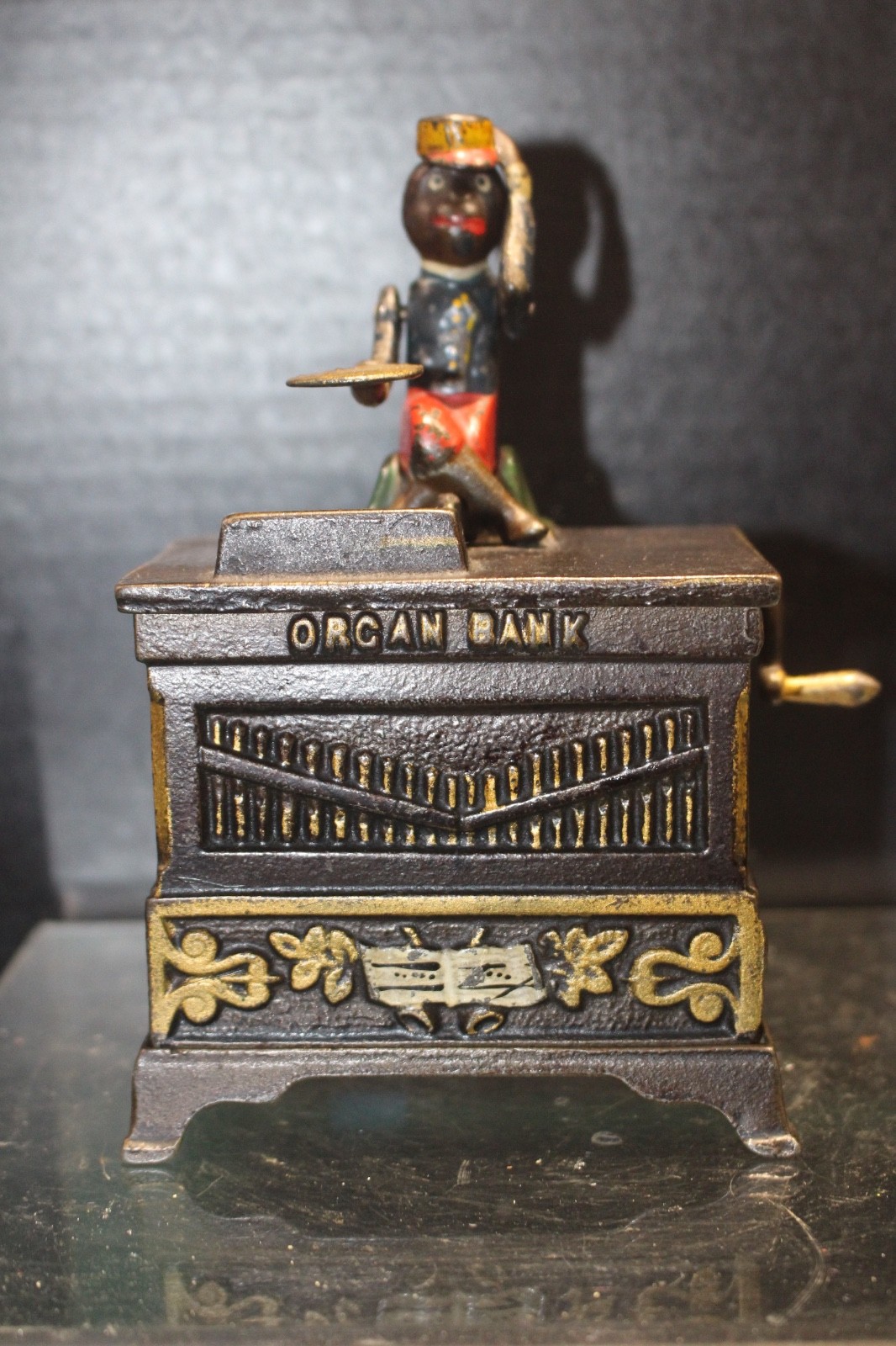 Antique 1882 Kyser & Rex Organ Bank Musical Mechanical Coin Bank Medium Size