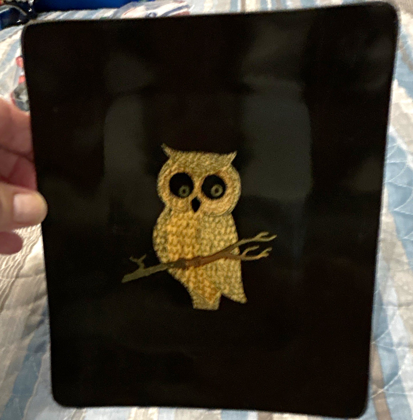 Vintage MCM Couroc of Monterey Inlaid Owl Resin Serving Tray Plate