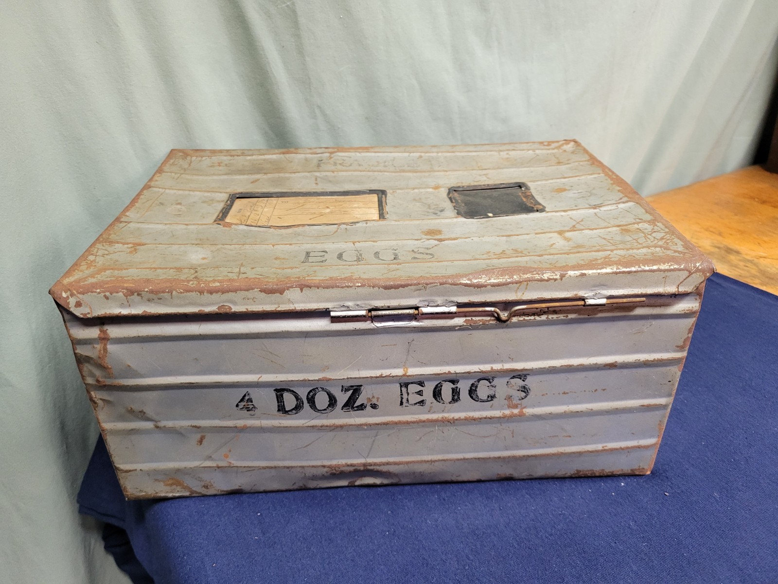 Vintage 1920s Metal Egg Delivery Box 4 Doz Fredericksburg VA WithShipping Label 