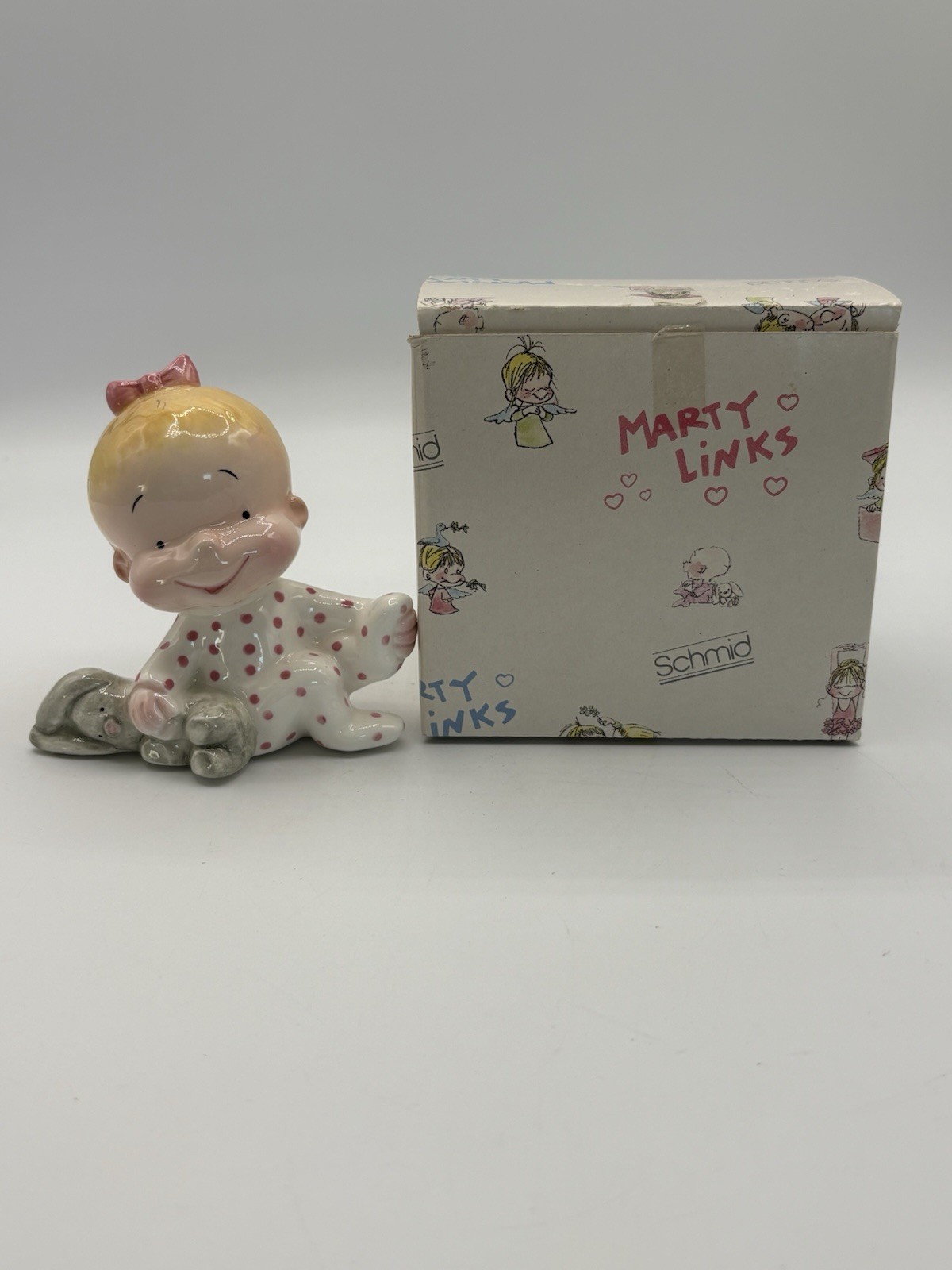 Vintage Baby Girl W/ Rabbit Marty Links Schmid