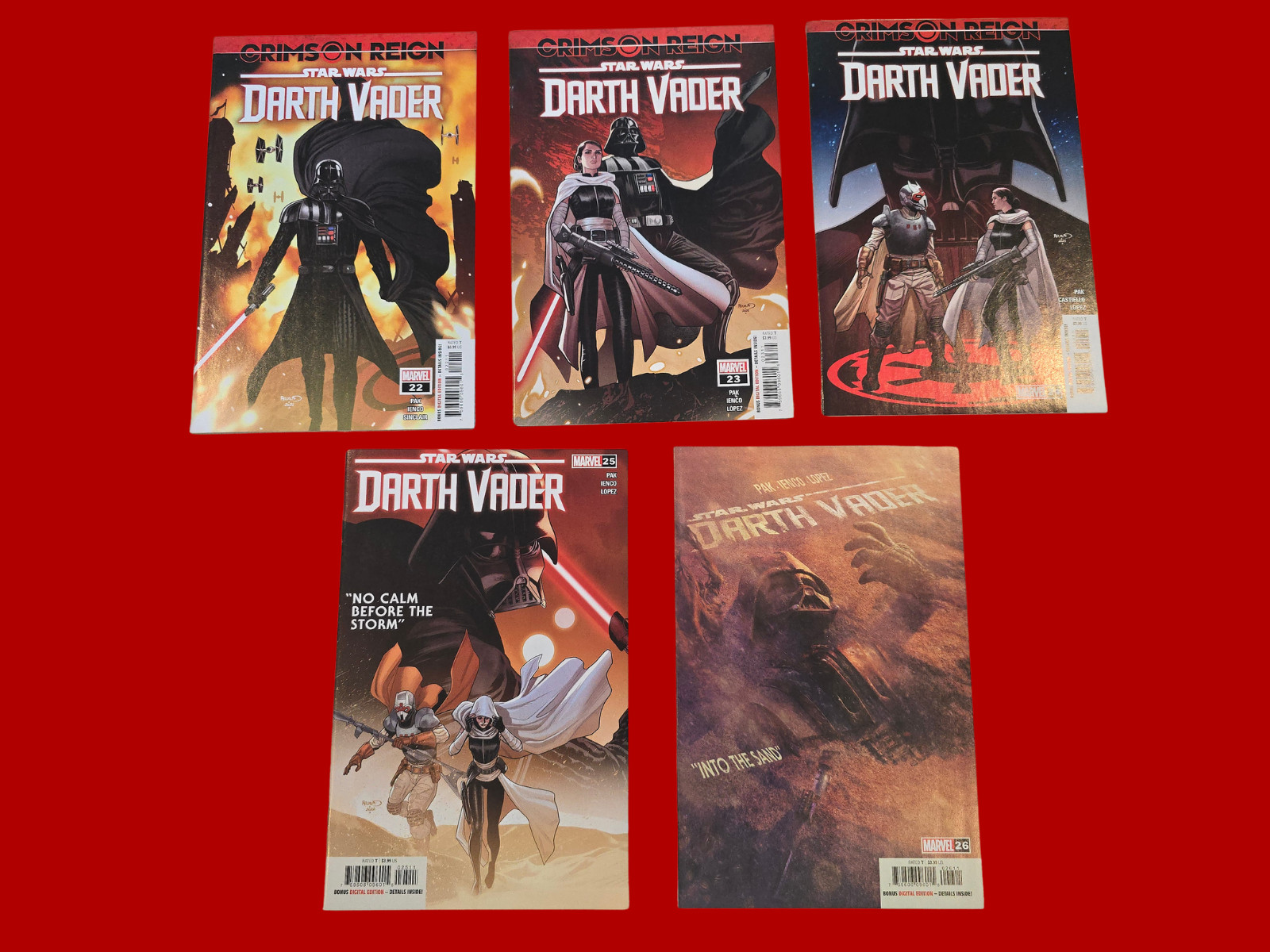 Star Wars Darth Vader #22-26 2022 Marvel Comics Crimson Reign 5 Comic Lot