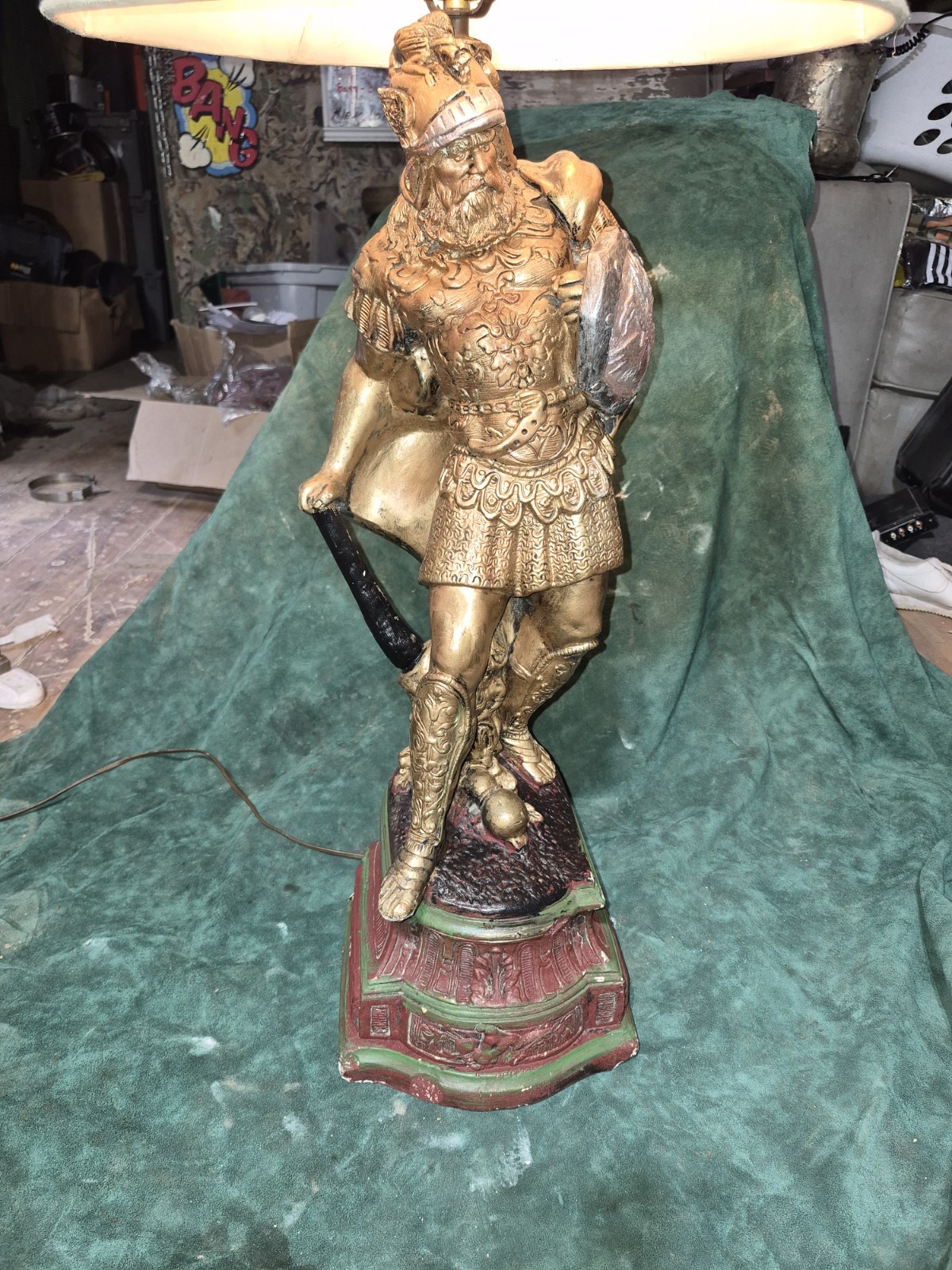 Vintage Gold Roman Gladiator Warrior Table Lamp 30\