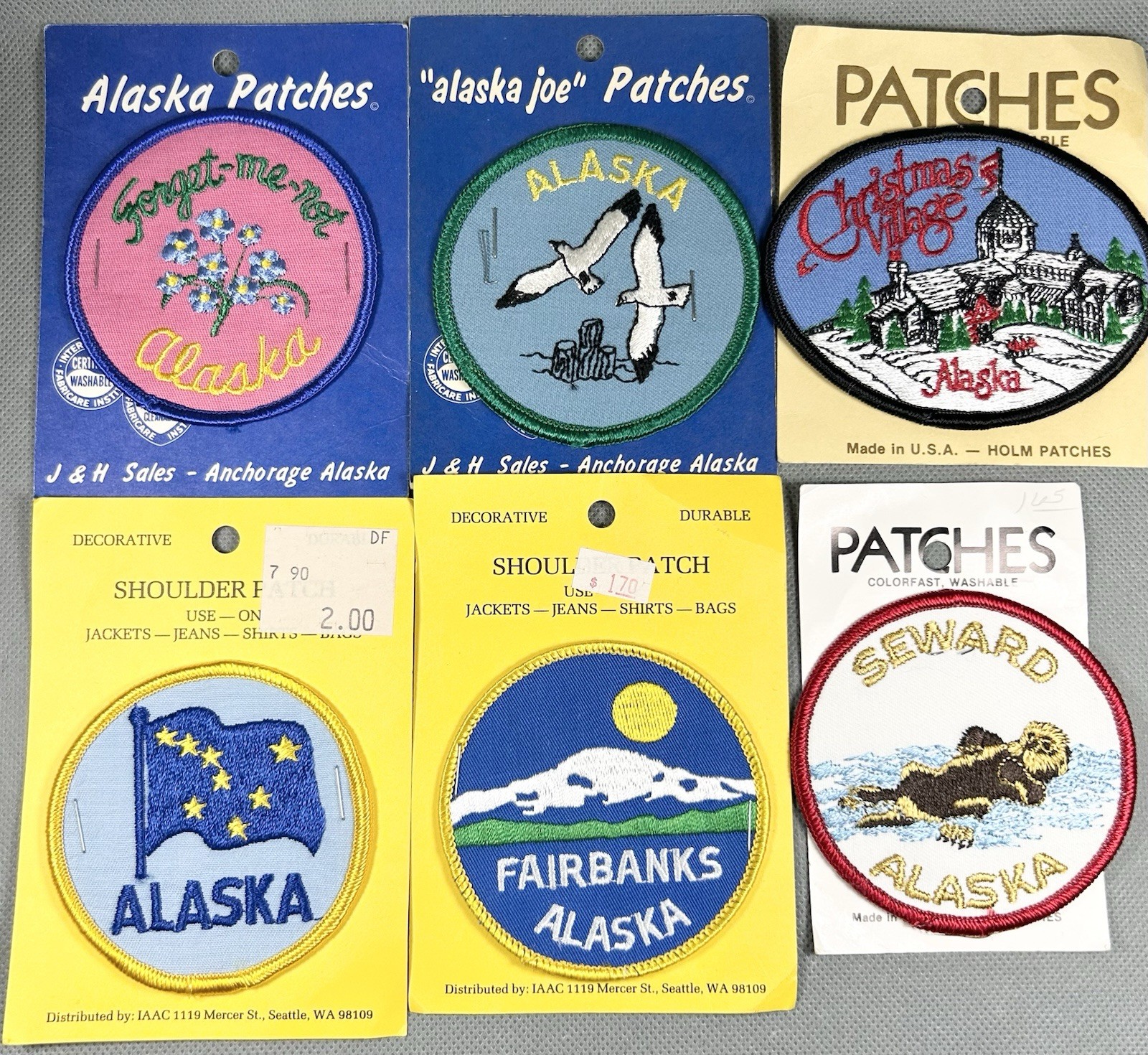 Vtg Alaska AK Travel Patch Souvenirs Fairbanks Seward Christmas Village Lot Of 6