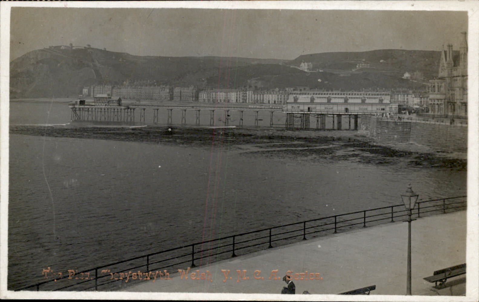 Aberystwyth Wales Seafront Pier c1900s-10s Real Photo Vintage Postcard