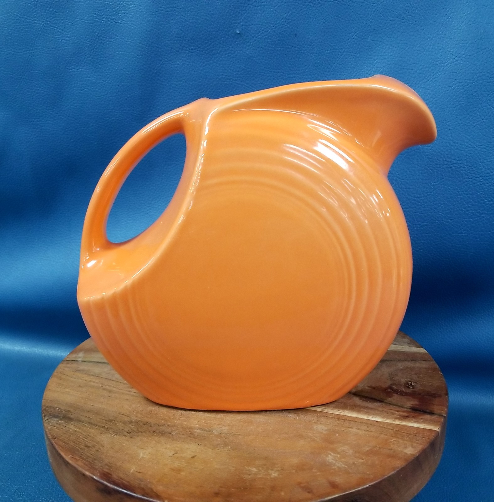 VTG Fiesta HLC USA Tangerine Orange Art Deco Disc Pitcher