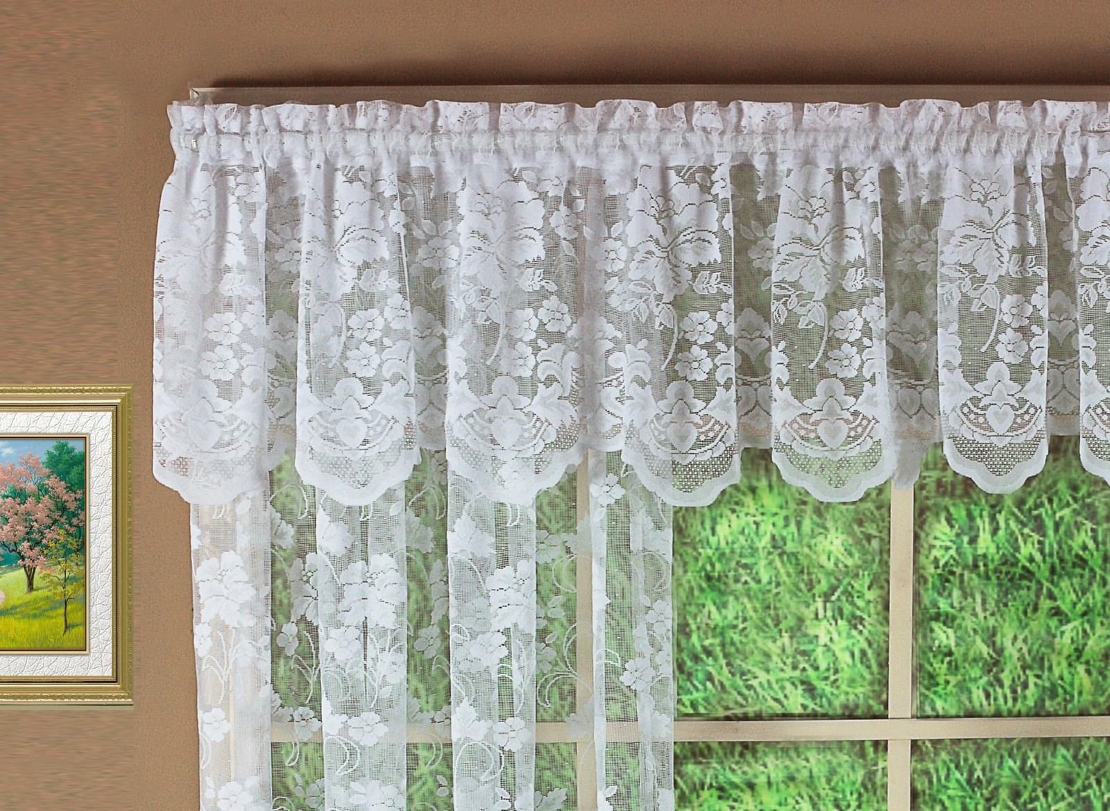 Today\'s Curtain Floral Vine Lace Tailored Valance 18\