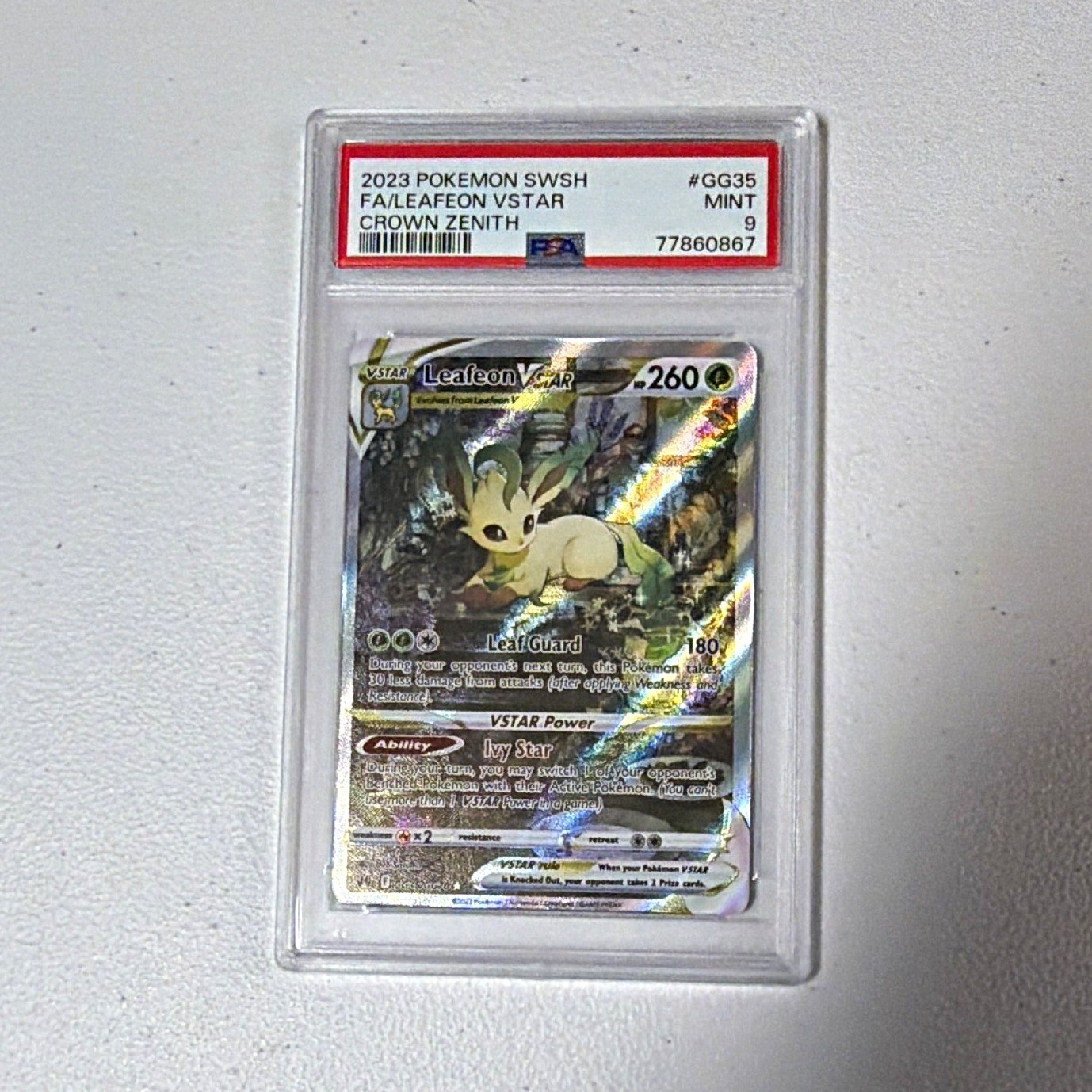 2023 Pokémon Leafeon VSTAR GG35/GG70 Crown Zenith Galarian Gallery PSA 9 Holo