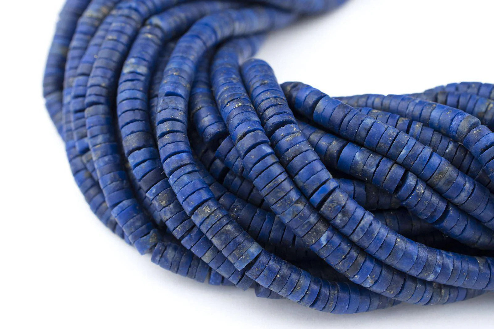 Sliced Cylinder Heishi Lapis Lazuli Beads 4mm Afghanistan Blue Gemstone Sliced Cylinder Heishi Lapis Lazuli Beads 4mm Afghanistan Blue Gemstone