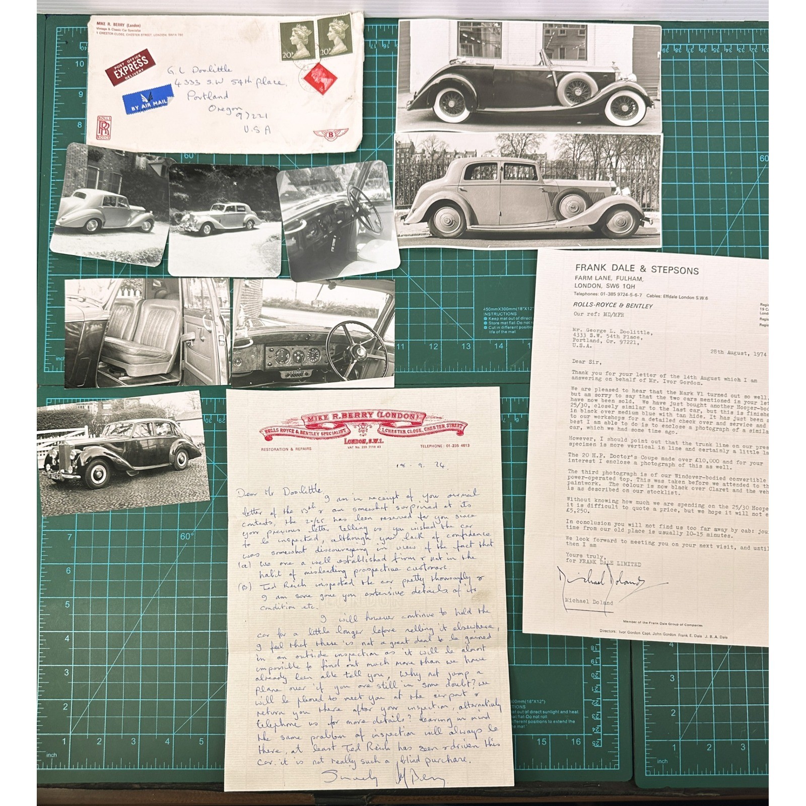 1930s Pre-War Rolls-Royce & Bentley Archive Frank Dale & Stepsons Letters Photos