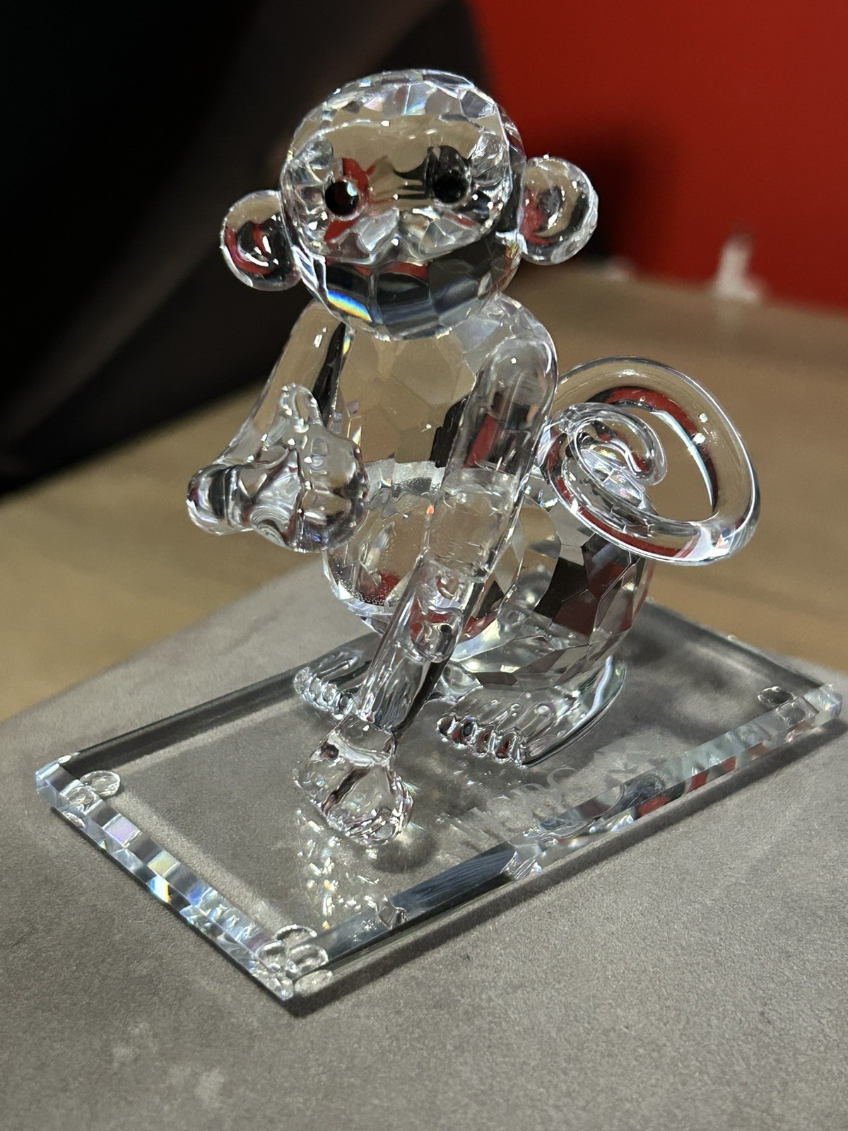 Rare Swarovski Crystal HSBC Chinese Zodiac Figurine - Monkey (Black Eyes)