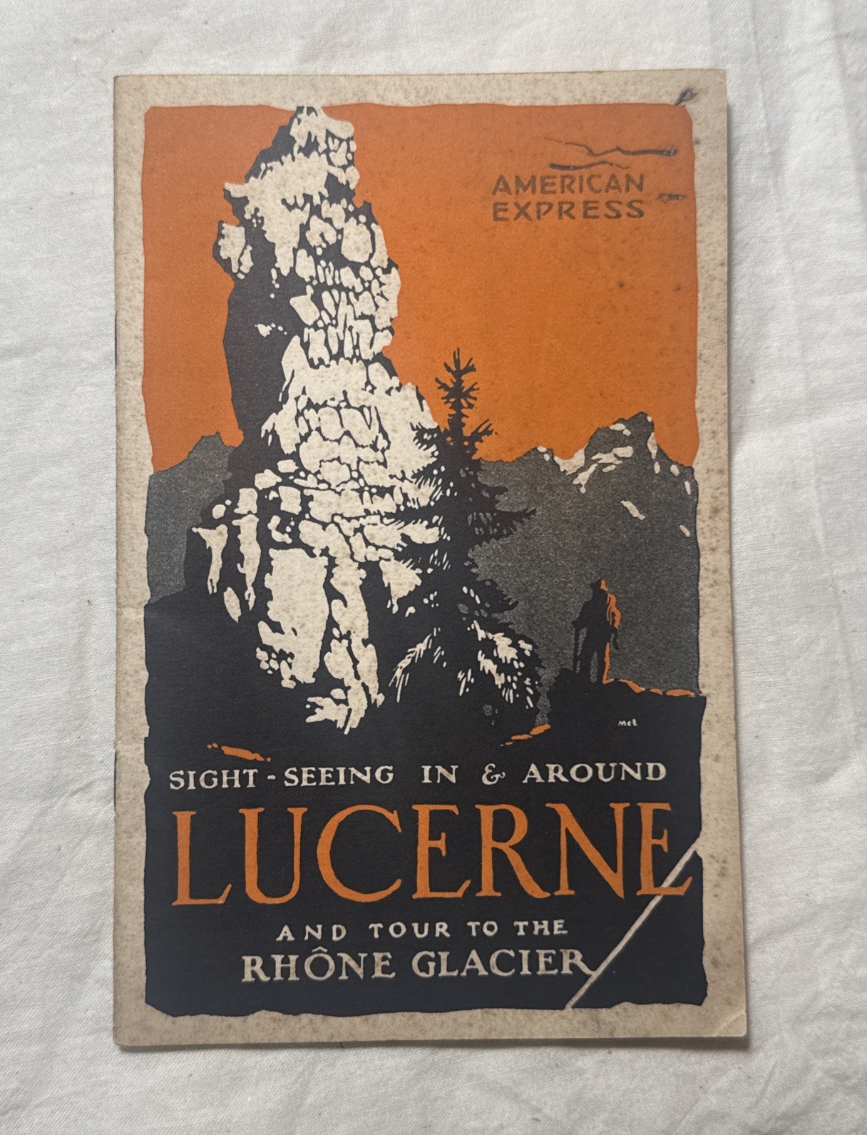 Antique American Express Lucerne Switzerland Rhone Glacier Travel Brochure Book