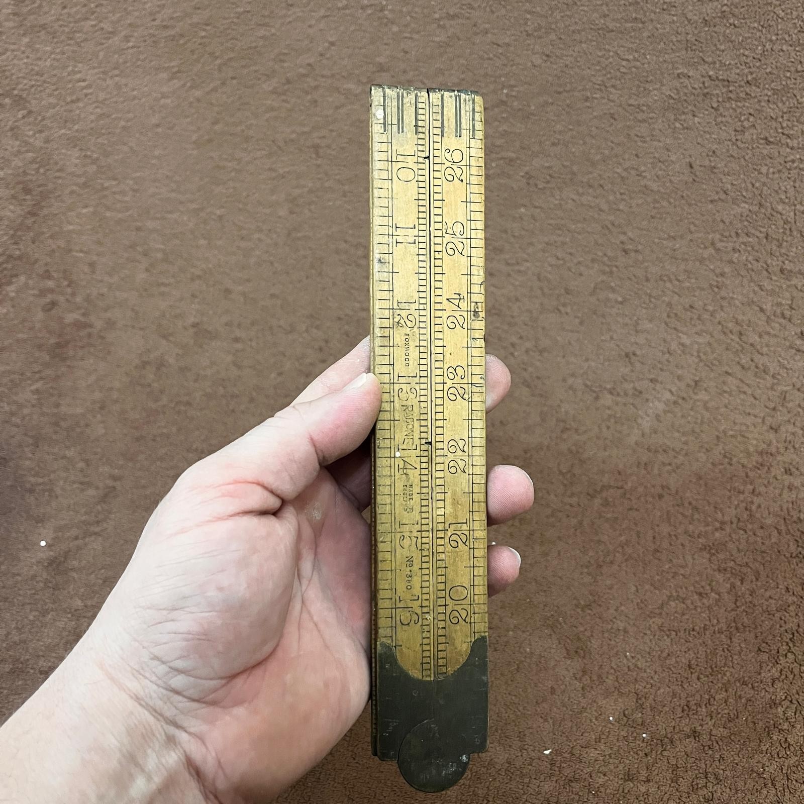 Vintage John Rabone & Sons No 1190 Boxwood Folding Ruler Made in England