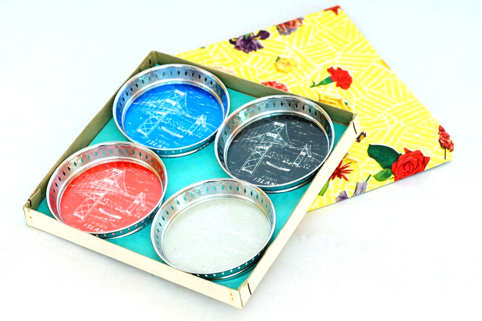 1000 Islands NY Bridge Vintage Mid-Century Souvenir Drink Coaster Set Unused 1000 Islands NY Bridge Vintage Mid-Century Souvenir Drink Coaster Set Unused