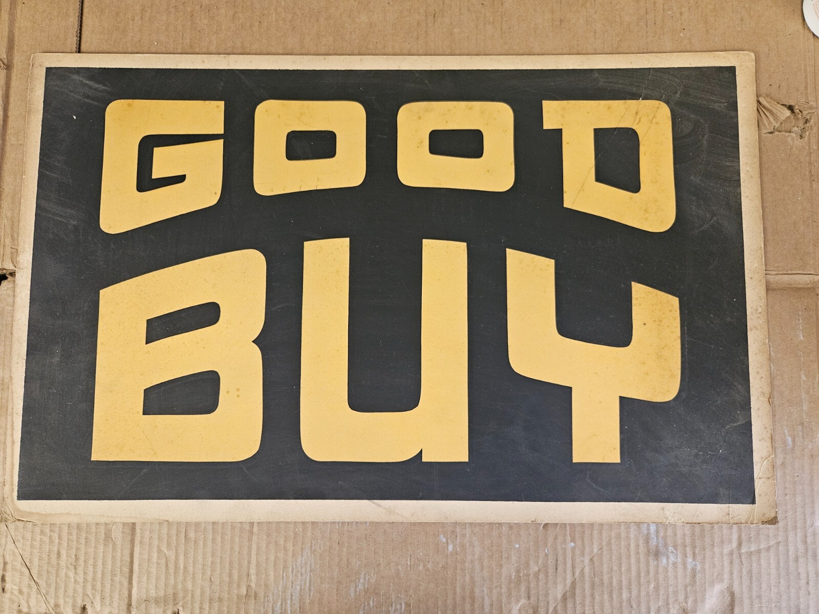 1940s Car Dealership Sale Sign Day Glo Yellow Windshield Advertisment Good Buy