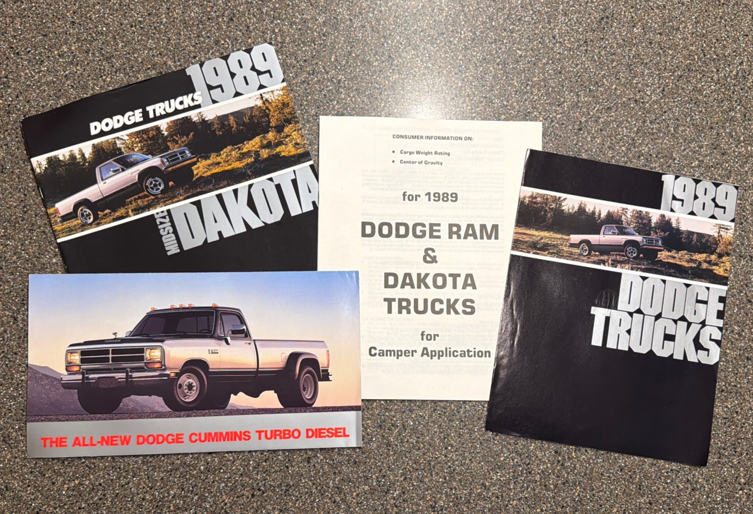 Original 1989 Dodge Truck Sales Brochure Lot of 5 pieces - Ram, Dakota, Cummins