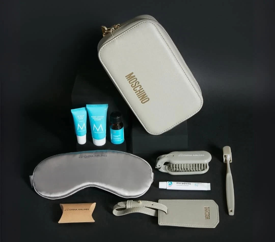 New Moschino China Airlines Grey Amenity Kit Sale benefits Charity