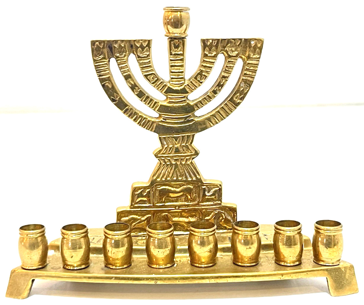 Vintage Hebrew Hanukkah Menorah Judaism Israel Jewish Jerusalem Judaica