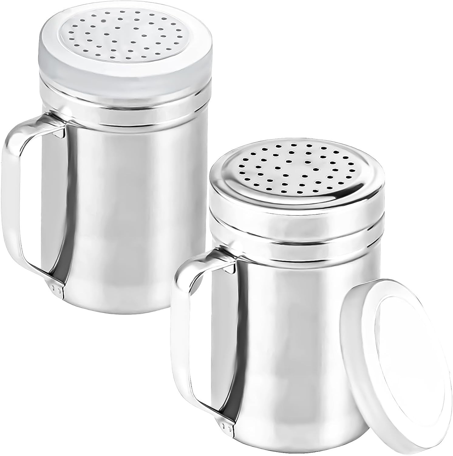 2Pcs Metal Salt Pepper Dredge Shakers, Stainless Steel Pepper Shaker Seasoning J 2Pcs Metal Salt Pepper Dredge Shakers, Stainless Steel Pepper Shaker Seasoning J