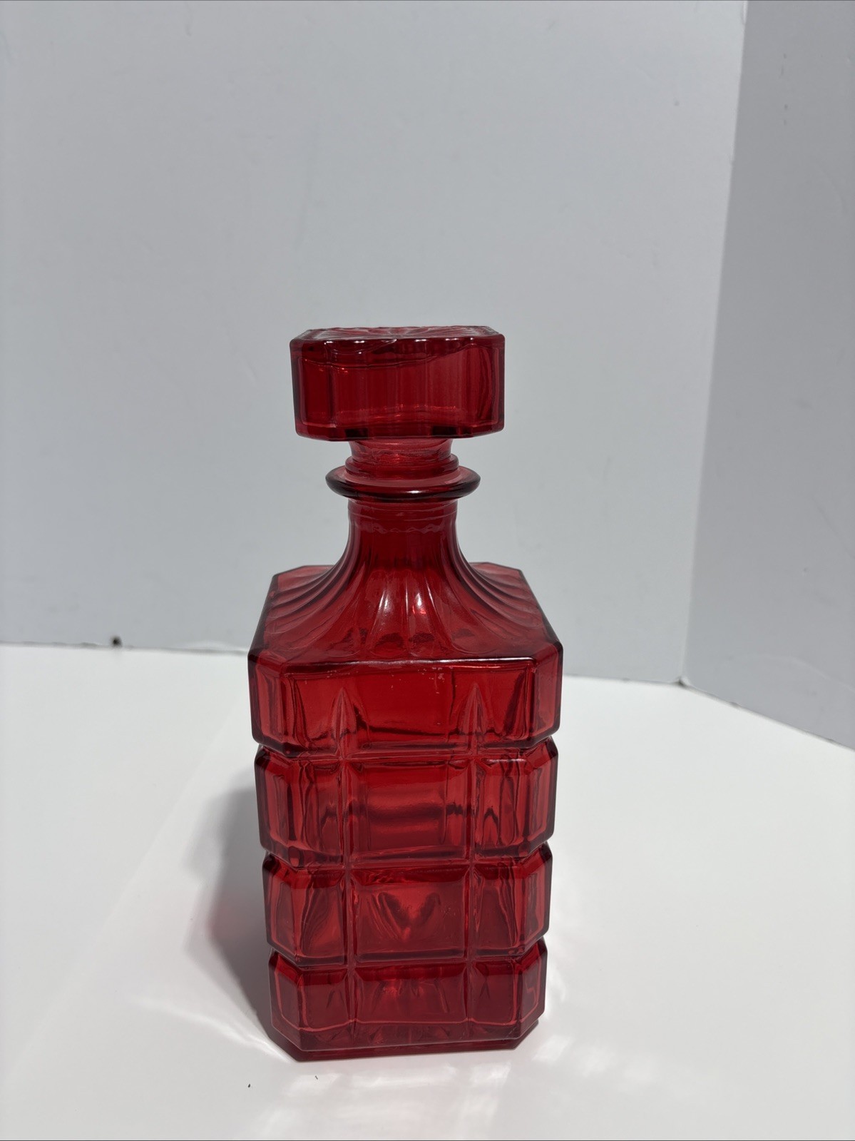 Godinger Vintage Red Glass Decanter with Stopper