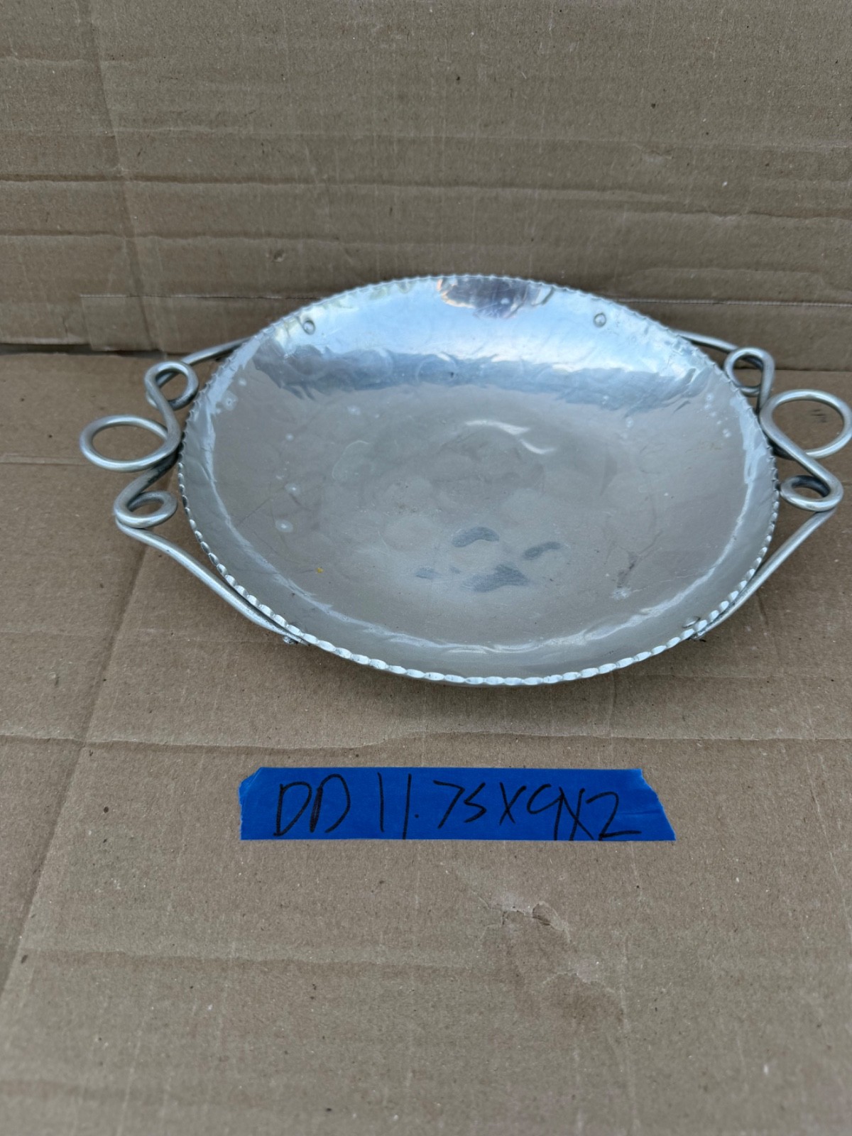 Vintage B.W. Buenilum Aluminum Hammered Serving Bowl Loop Handles