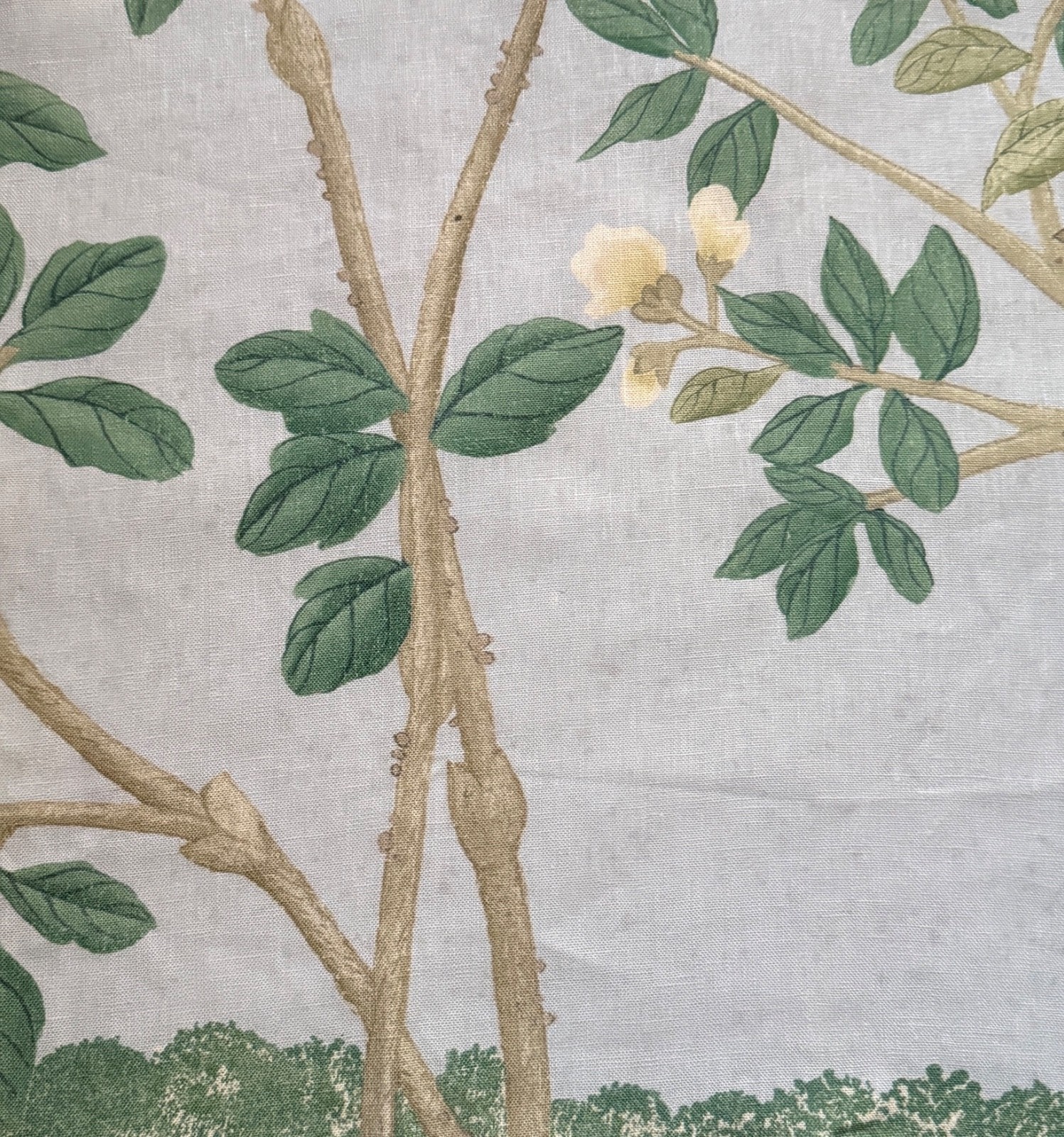 SCHUMACHER Madame De Pompadour blue chinoiserie printed linen remnant new