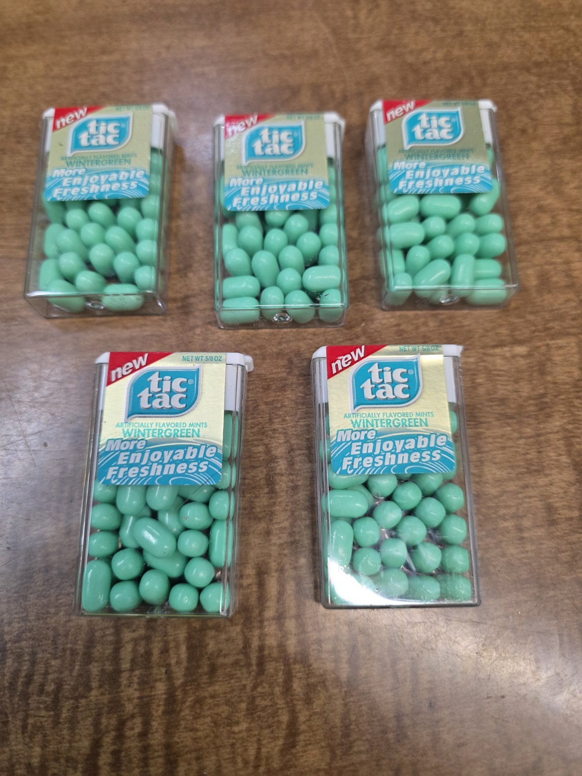 Tic Tac Mint Candy WINTERGREEN 5 Packs SEALED 1/2 oz Containers VTG 1990\'s