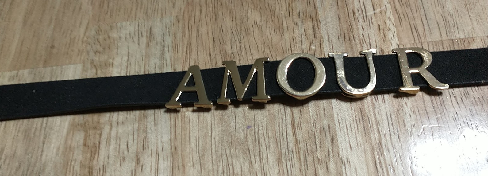 Vintage BLACK Velvet Choker W/ AMOUR 14\