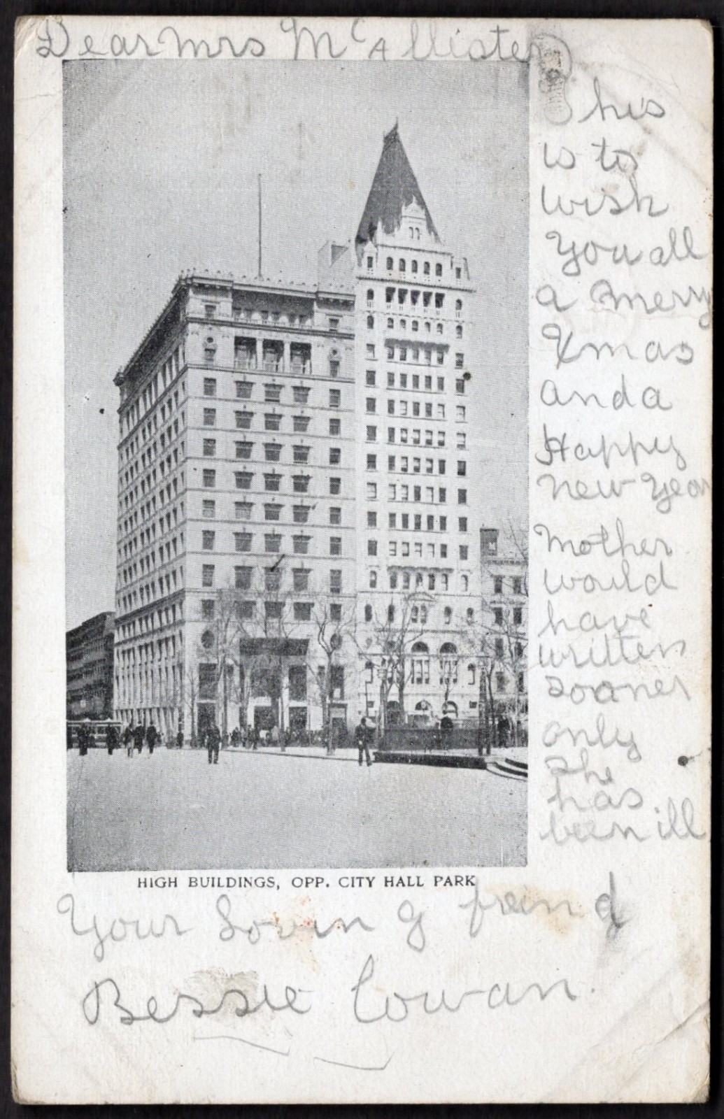 NEW YORK CITY Postcard 1905 Street View City Hall Park