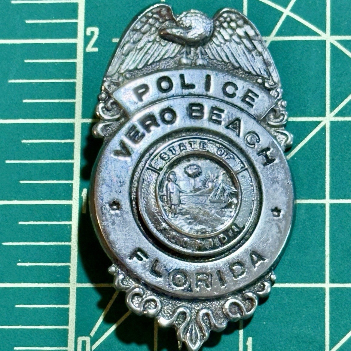 Vintage Vero Beach Florida Police Badge Obsolete FL Law Enforcement Mid Century