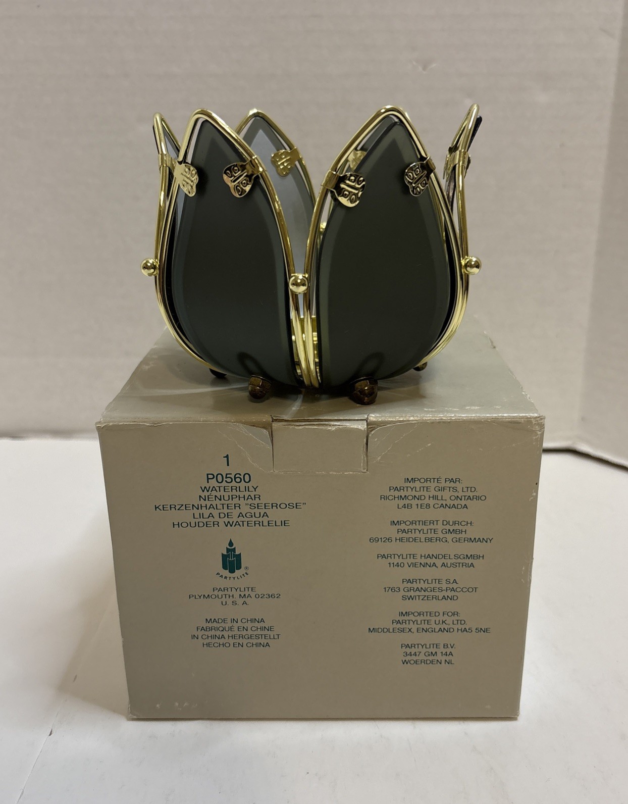 PartyLite Waterlily Frosted Tealight Votive Candle Holder P0560: New Open Box