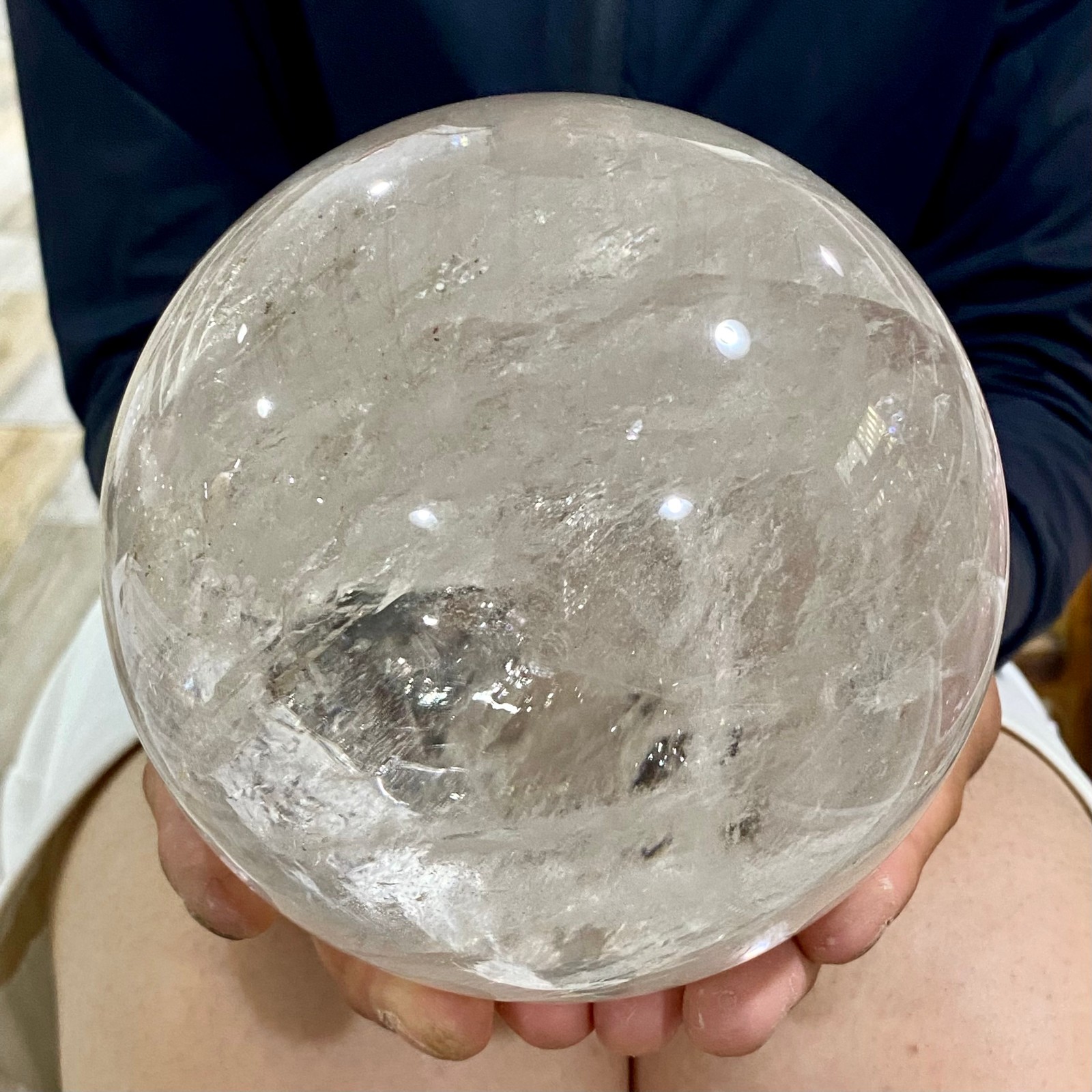 6.61LB Natural White Crystal Clear Quartz Crystal Sphere Ball Healing Meditation
