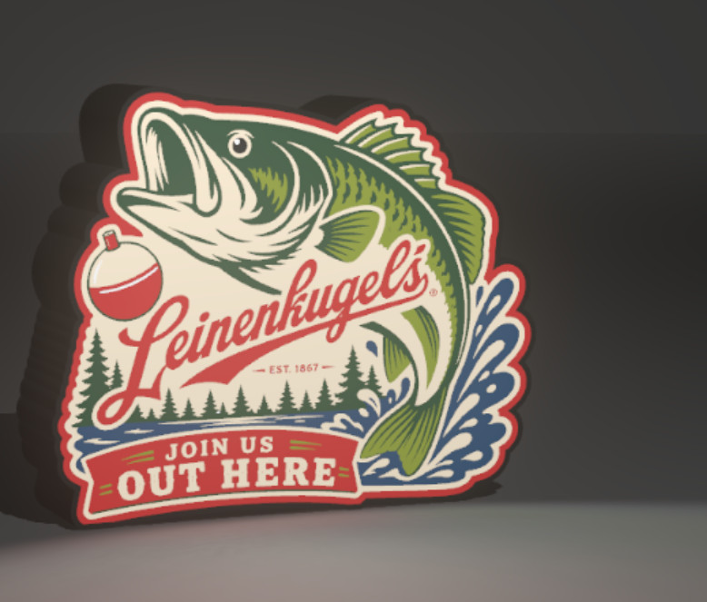 Leinenkugel\'s Fishing Bass Lighted Beer Sign | Join Us Out Here Cabin Bar Decor