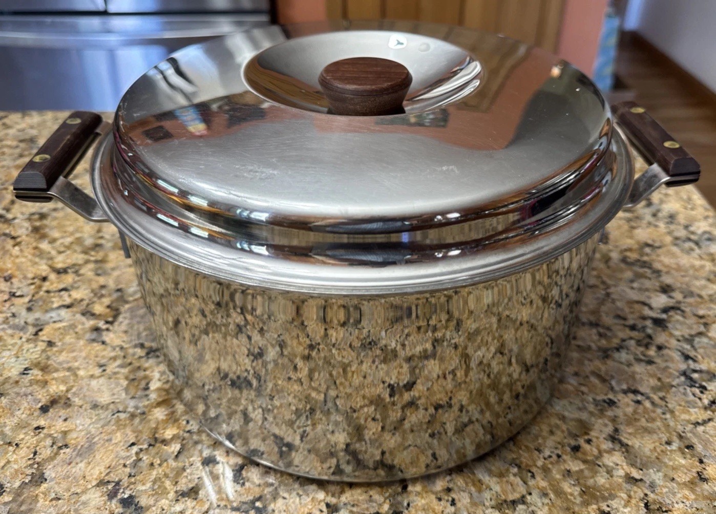 Cuisinart (s) 1980’s Vintage 6 Qt Stainless Stock Pot Wooden Handles & Lid VGC