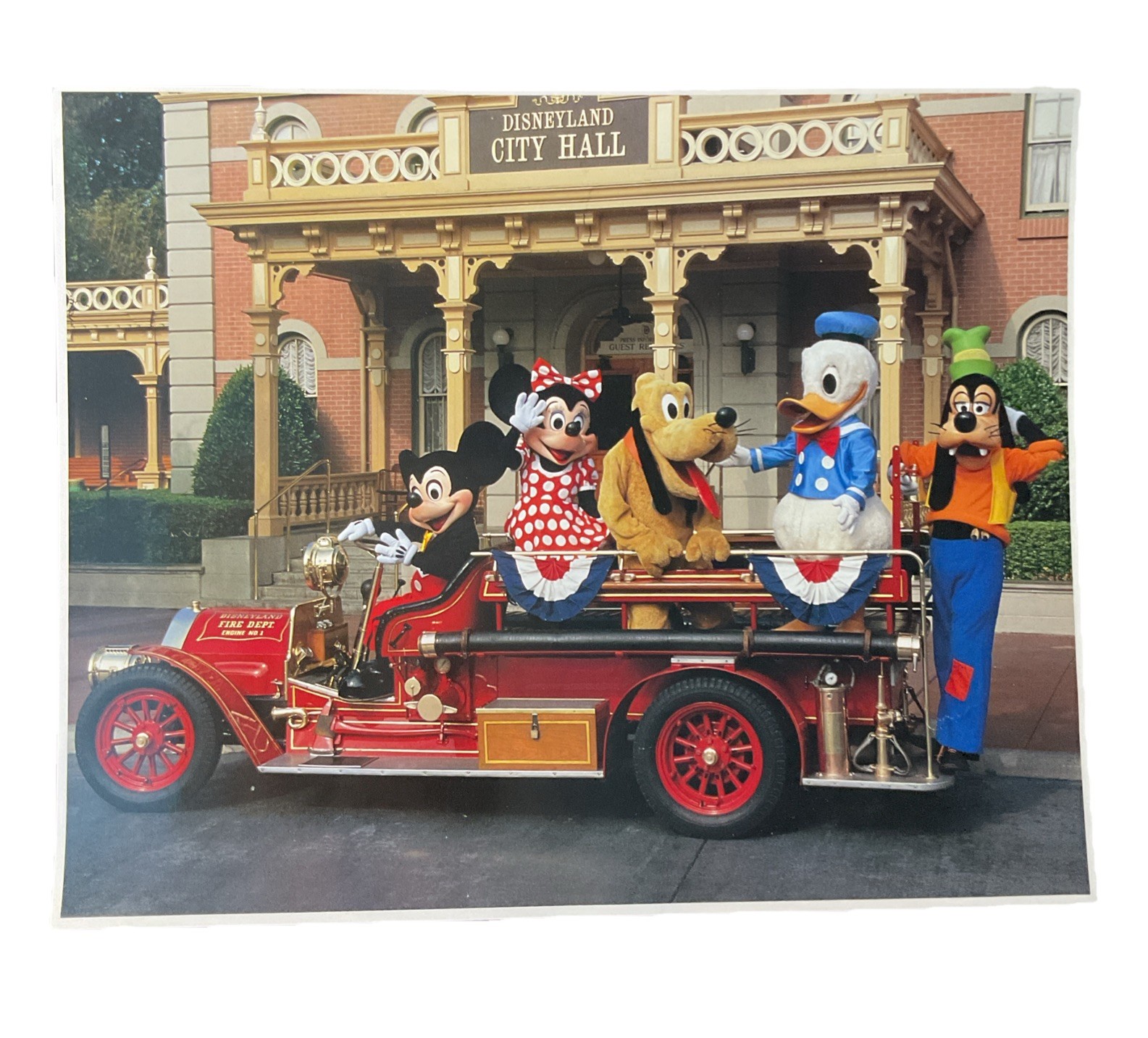 1986 Walt Disney World Photo #6749 All Aboard  The Fire Truck with Mickey&Friend