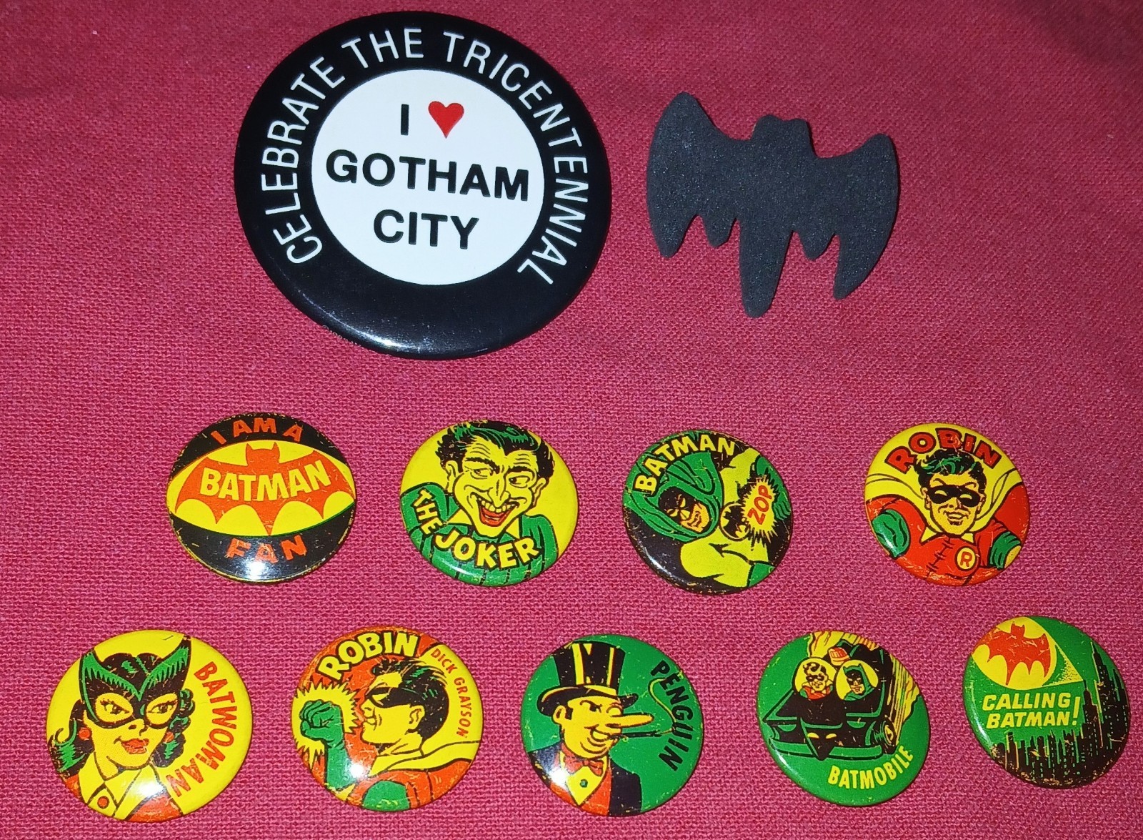 Vtg 1966 Batman Button Pin Lot 11 Creative House Joker Penguin Batwoman 10\