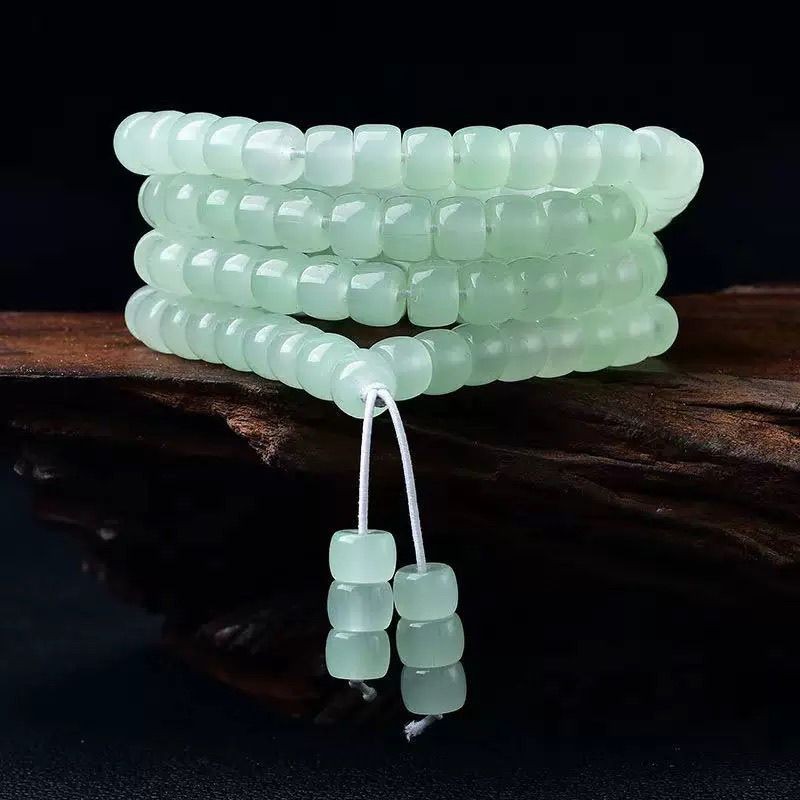 Natural Hetian Jade Multi-Strand Bracelet Old-Style Beads 108 Beads Unisex