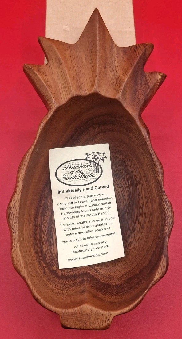 Vintage Kamani Wood Hand Carved Pineapple Bowl Hardwoods Of The South Pacific