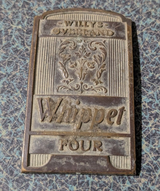 VTG Metal 1920s Willys Overland Whippet Four Toledo Ohio Radiator Badge Emblem