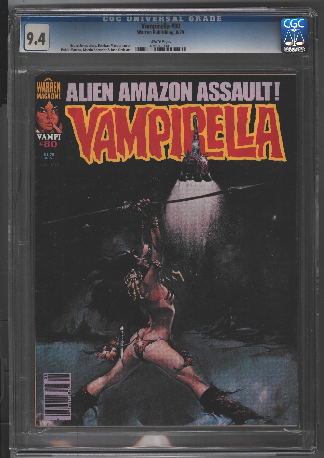 Vampirella #80  August 1979  CGC 9.4 WHITE PAGES Maroto Cover Small chip on case